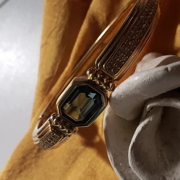 Swarovski Blue Crystal Gold-Plated Bangle Bracelet - Picture 3 of 11